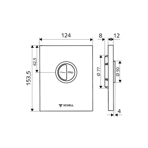 Schell Edition Eco bedieningsplaat DF v. WC inbouwspoelkraan compact II kunststof chroom